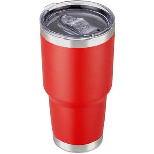 30 oz Tumbler with Lid Stainless Steel Tumblers Vacuum Insulated Cup Reusable Powder Coated Travel Mug Double Wall Leak Proof Portable Cups Keep Cold Drinks for 12 Hours, Burgundy, 1 Pack