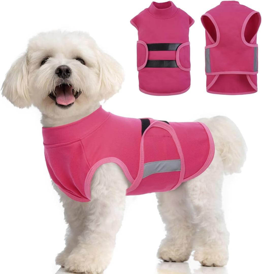 MIGOHI Dog Anxiety Relief Coat,Comfort Anxiety Vest for Dogs,Adjustable Anxiety Calming Wrap for Fireworks,Thunderstorms,Travel, Separation, Dog Anxiety Jacket for Small Dogs,S,Rosered (Small(Chest:16.1"-20"))