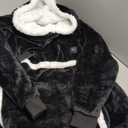 JOYWOO Black Wearable Blanket Hoodie,Oversized Cat Lovers Sweatshirt Blanket for Adult,Birthday Gifts for Men,Father,Boy,Cozy Fuzzy Sherpa Hooded Blanket with Giant Pocket and Winter Gifts,Standard