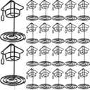 SiliFine 48 Pcs Black Grad Cap Table Number Holders, 2 Inch Graduation Picture Display Grad Centerpieces for Tables Class 2026 Graduation Party Supplies