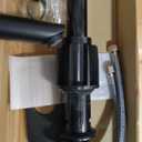 KPW Bathroom Faucets Stainless Steel Single Handle Matte Black Faucet Deck Mount 1 or 3 Hole with Deck and Pop-up Drain Water Supply Hoses with Overflow (4 Inch)