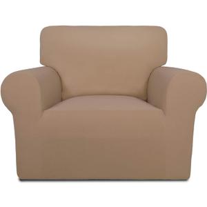PureFit Super Stretch Chair Sofa Slipcover Spandex Non Slip Soft Couch Sofa Cover, Washable Furniture Protector with Non Skid Foam and Elastic Bottom for Kids, Pets Chair, Camel