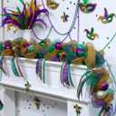 Riceshoot 6 ft Artificial Mardi Gras Garland with Ball Mardi Gras Decorations Hanging Garland for Mantel Carnival Party Decorations Purple Green Gold Party Supplies for Mantel Fireplace Wall Window