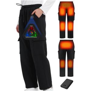 Heated Pants for Women and Men, Cargo Baggy Sweatpants for, Upgraded 7.4V 10000mAh Battery Pack & Heating Element (X-Large)