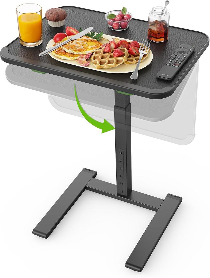 SAIJI Sturdy TV Tray Table with Wheels, Heavy Duty Metal TV Trays for Eating on Couch, Height & Angle Adjustable Desk for Bed, Sofa, Recliner, Portable Small Foldable Tables, Large