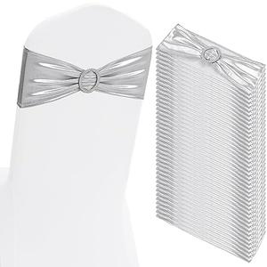 Amazon.com: 100 PCS Spandex Chair Sashes Bows Premium Stretch Chair Cover Band with Buckle Slider Universal Elastic Chair Ties for Wedding Party Ceremony Events Reception Banquet Decoration (Metallic Silver) : Home & Kitchen