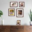 iRahmen 8x12 Vintage Picture Frame with Mat 6x8 - High Definition Real Glass Wooden Photo Frames for Tabletop Display and Wall Mounting (Brown, Set of 4)