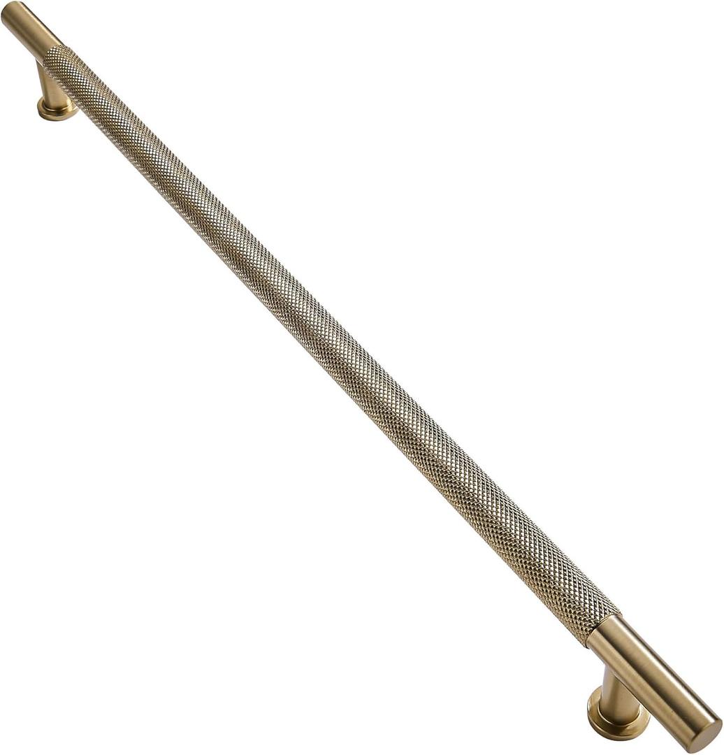 khtumeware 1 Pack 18 Inch(457mm) Soild Knurled Gold Appliance Pulls Brushed Brass Cabinet Pulls Drawer Pulls Kitchen Hardware Kitchen Handles for Cabinets Cupboard Handles