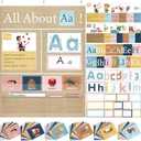Blosssound 34 x 27 All About Letter Pocket Chart 103 ABC Flash Cards Letter of The Day Week Chart Alphabet Tracing Educational Wall Poster Teachers Homeschool Learning Activities(Brown)