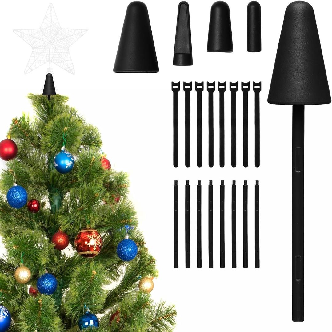 Christmas Tree Topper Holder Stabilizer, 4 PCs Universal Christmas Tree Topper Supporter Holder Fits All Base Types, 44" PVC Black Support Rod Adjustable for Tree Topper
