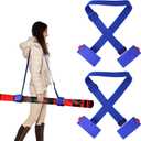 2 Pairs Ski Fastener Tapes, Adjustable Ski Boot Straps with Protector Pads Ski Carrier Straps Ski Wraps Ties Gear Storage for Ski Poles Boards Carrying Outdoor Winter Sports Accessories (Blue)