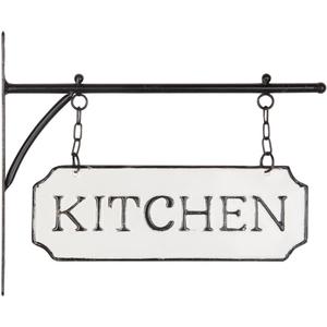 Foreside Home & Garden White and Black Enamel Kitchen Wall Sign on Metal Hanger Foreside Home & Garden White and Black Enamel Kitchen Wall Sign on Metal Hanger