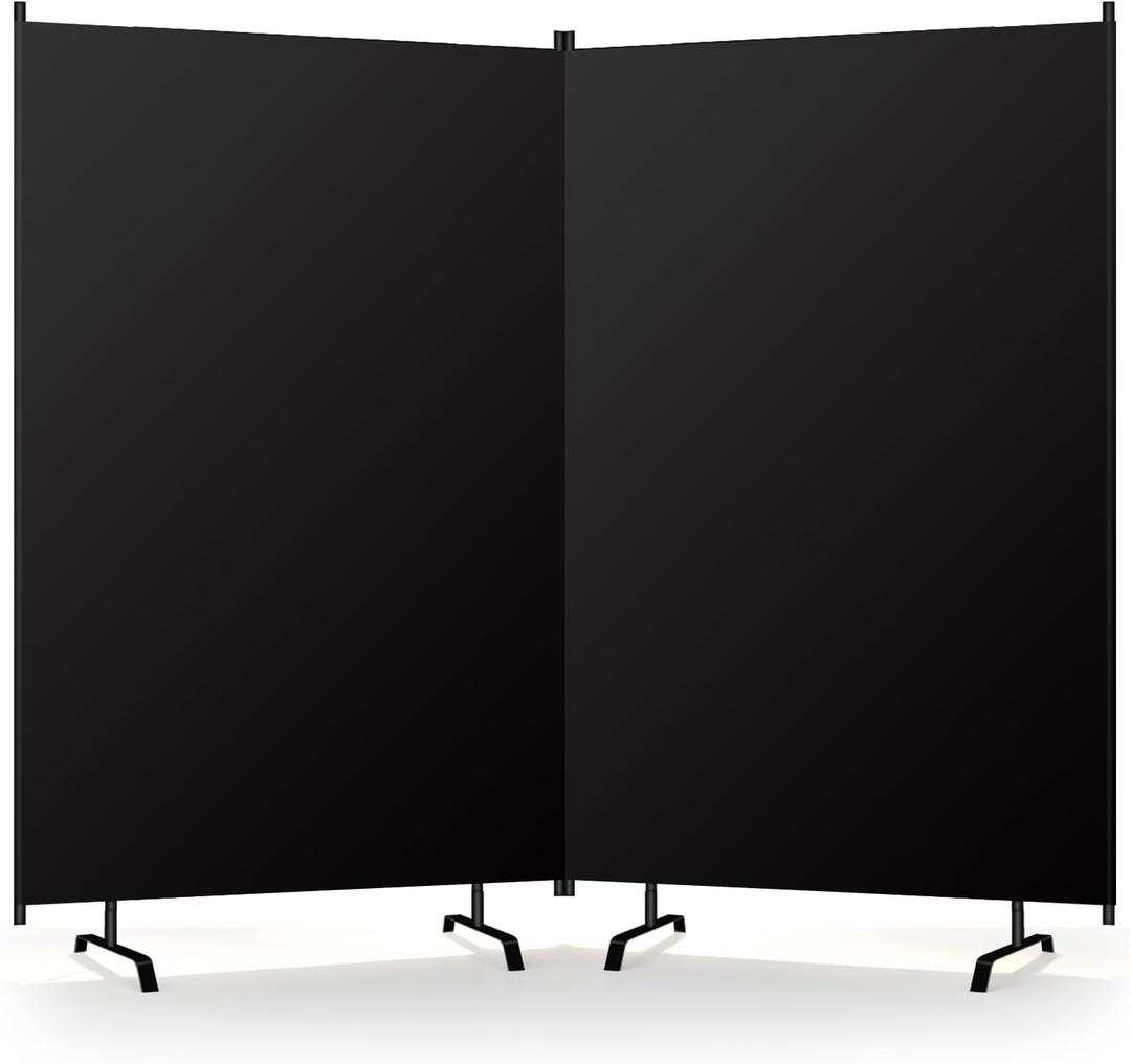 Room Divider Panel, Siebwin 2 Panel Folding Privacy Screens with Wider Feet, 8 Ft Portable Room Partition for Room Separator, Room Divider Screen Partition Room Dividers Freestanding