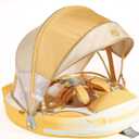 Mambobaby Float Add Tail Baby/Infant Swim Float with Canopy, Non-Inflatable Solid Upgrade Soft Waterproof Skin-Friendly Leather Material (Global Limited Edition Gold), Medium