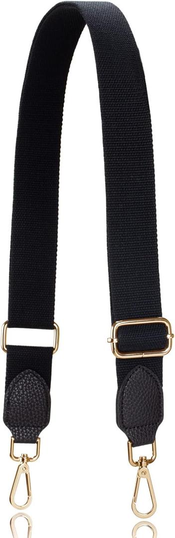 Allzedream Purse Straps Replacement Crossbody Bags Handbag Wide Canvas Leather Adjustable (Black, Gold Hardware)