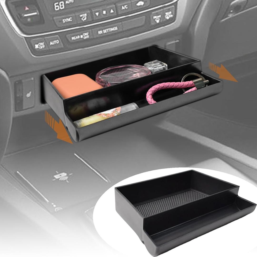 TACOBRO Center Console Tray Compatible with Honda Pilot 2016-2022 / Passport 2019-2024 2025 without CD Player Only, Console Drawer Storage Box Coin Container Insert Storage Organizer Accessories