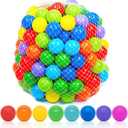 Playz Soft Plastic Mini Ball Pit Balls 50 Count - w/ 8 Vibrant Colors - Crush Proof, No Sharp Edges, Non Toxic, Phthalate & BPA Free for Baby Toddler Ball Pit, Play Tents & Tunnels Indoor & Outdoor