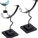 WEBEEDY 2 PCS Moon Shaped Crystal Holder Small Crystal Display Stand with Base Gemstones Holder Black Display Stand for Home Office Shop Studio Decoration Birthday Gift,12.2cm/4.8 inch Height