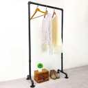 MBQQ Industrial Pipe Clothing Rack,29.9in Length Vintage Commercial Grade Pipe Clothes Racks,Rolling Rack for Hanging Clothes Retail Display,Heavy Duty Steampunk Iron Garment Racks,Retro Black