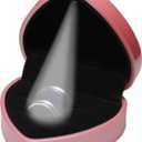 LETURE Heart Shaped Wedding Ring Gift Box with LED Light, Double Ring Boxes with 2Slots for Engagement Proposal Ceremony, Small Jewelry Holder Display Case for Women Girl (Pink)