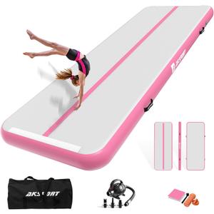 AKSPORT Inflatable Gymnatsics Mat Tumble Track 10ft 13ft 16ft 20ft 23ft Air Tumbling Mat with Air Pump for Home Use/Training/Cheerleading/Yoga