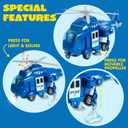 JOYIN 4 Packs Emergency Vehicle Toy Playsets, Friction Powered Vehicles with Light and Sound, Including Fire Truck, Ambulance, Play Police Car and Helicopter, Toddler Kids Boys Gifts
