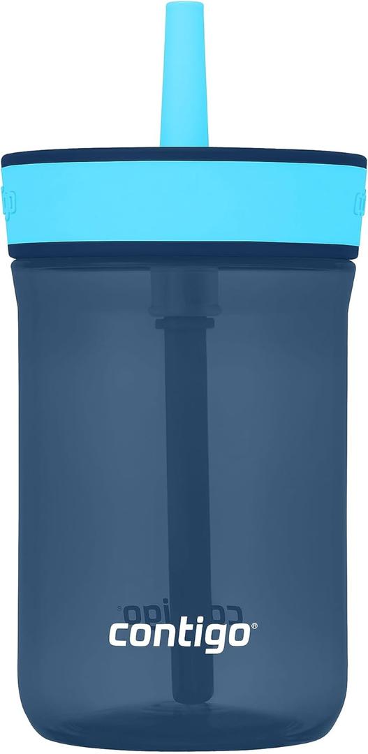 Contigo Kids Leighton Straw Tumbler with Spill-Proof Leak-Proof Lid 14oz Blueberry/Blue Raspberry