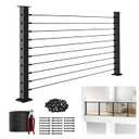 4FT-8FT 36" Cable Railing Post Kits, Flat Top Cable Post System Includes 2Pack Updated 35" Level Drilled Posts, 1/8" Black Wire Rope with Cutter, Swageless Cable Railing Tensioner Kit, RG31