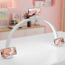 Semlos Half Moon Light for Nail Desk with 5 Phone Stands, Knob Controller, Foldable Nail Desk Lamp for Manicure & Handicraft, White
