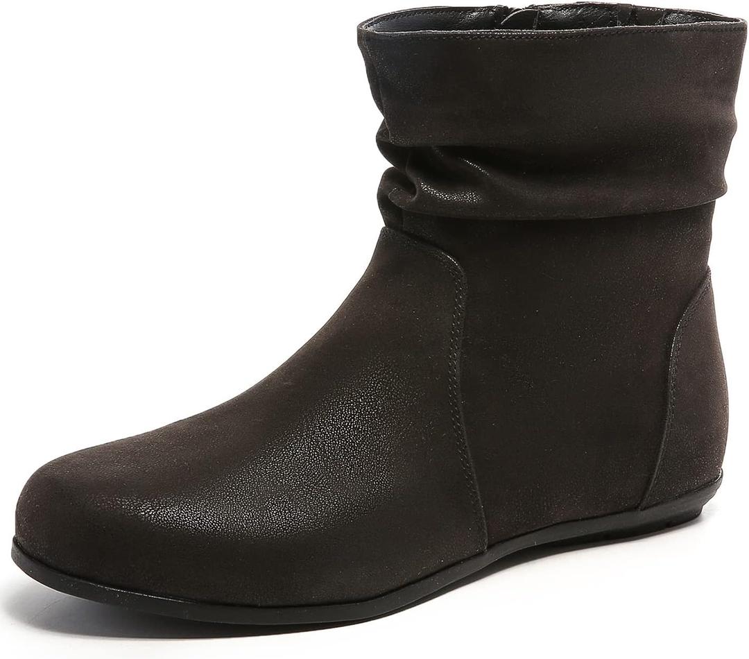 Luoika Women's Wide Width Low Heel Side Zipper Ankle Boots (7.5 Wide, Blackpu 706)