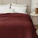100% Cotton Muslin Blanket Twin 66" x 90", 6 Layers Breathable and Lightweight Cotton Blankets for Couch, Soft Cooling Summer Gauze Blanket for Adults All Season, Burgundy, Twin Xl