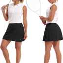 BUBBLELIME Women Adjustable Running Tennis Skort Pockets Workout Golf Skirt (Black, M)