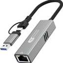 tiavalmax USB C to Ethernet Internet Adapter 5Gbps, 2-in-1 Aluminum USB 3.0 Type A/ Type C to RJ45 LAN Network Adapter Compatible with Nintendo Switch, Smrtphone, Laptop, PC, MacBook, Windows, macOS, Linux