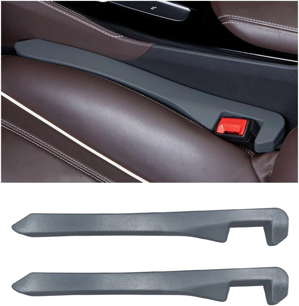 2PCS Car Seat Gap Filler, Leather Auto Seat Gap Plug Stop Things from Dropping, Elastic Crevice Blocker to Fill The Gap Between Seat & Console, Universal Car Accessories (Gray)
