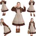 Pioneer Girl Costume Colonial Prairie Dress (S(5Y- 7Y), Coffee)