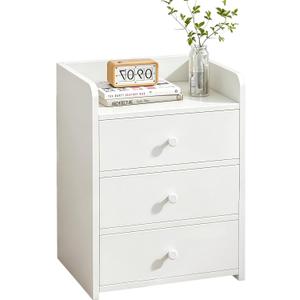 White NightStand Modern Small Home Side Tables Bedside Table with Drawers Bedroom Storage Cabinet Rental Room Living Room(12.6x10.2x18.9inch) Need to Assemble by oneself, 12.6x9x18.9inch