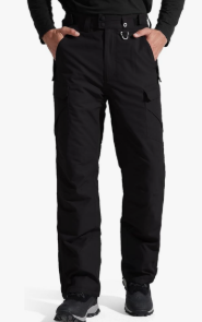 FREE SOLDIER Men's Waterproof Snow Insulated Pants Winter Skiing Snowboarding Pants with Zipper Pockets Size L/34L
