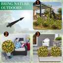 25" Artificial Topiary Ball Fall Tree with Yellow DaisyFake Mums Plants with Ground SpikeSet of 2 UV Resistant Faux Bushes, Fake Shrubs for Garden, Patio, Porch, Yard, Indoor