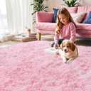 Pink Fluffy 8x10 Large Area Rugs for Bedroom Living Room Girls, Soft Washable Fuzzy Furry Shag Rug for Kids Room, Nursery, Dorm Decor, Cute Plush Carpet for Baby Toddler