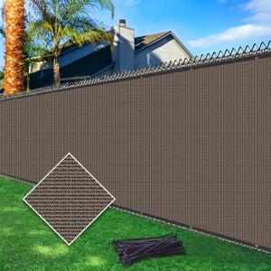 5ftx50ft Fence Privacy Screen Heavy Duty 170 GSM Windscreen & Dustproof Fabric Privacy Screen Covering Mesh Fencing for Outdoor Patio, Balcony, Pool Deck, Brown