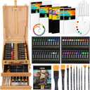 VISWIN Deluxe Acrylic Paint Kit with Tabletop Easel Box, 74 Pcs Painting Kit with 48 Acrylic Paint Set, Canvas, Brushes, Art Supplies for Adults, Artists, Beginners