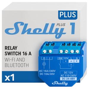 Shelly Plus 1 | WiFi Smart Relay Switch | Home Automation | Bluetooth Gateway | Alexa, SmartThings & Google Home Compatible | No Hub | Lighting Control | DIY Remote Control | Garage Door Opener