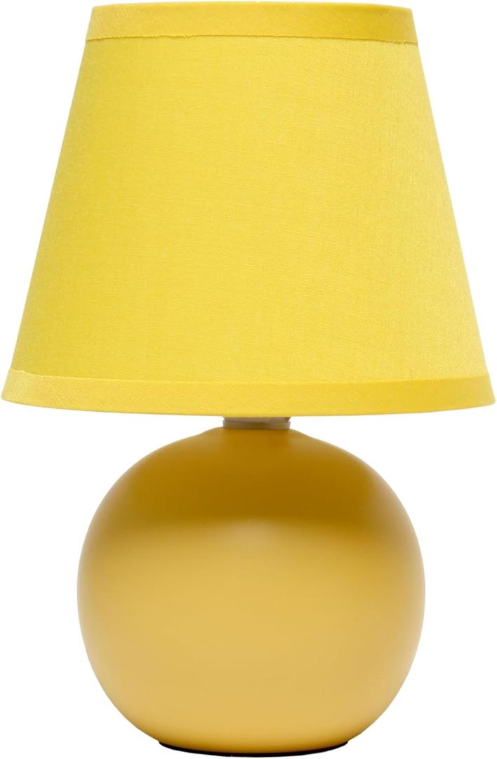 Simple Designs LT1196-YLW 8.66" Chic Little Globe Ceramic Table Lamp with Matching Tapered Shade, for Living Room, Bedroom, Office, Yellow