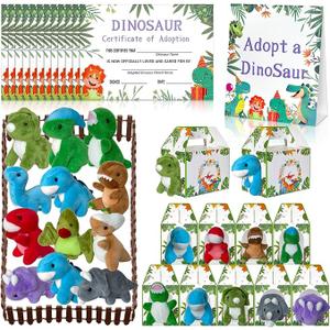 38 Pcs Adopt a Dinosaur Pet Party Favors Plastic Dinosaur Animal Include 12 Mini Dinosaur 12 Foldable Boxes 12 Adopt Cards 1 Adopt Sign 1 Adopt Fence for Adopt A Pet Party (Plastic)