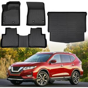 CARDant for Nissan Rogue Floor Mats 2025 2024 2023 2022 2021, All-Weather TPE Car Mats Full Set with Trunk Cargo Liner for Nissan Rogue Automotive Accessories 2021-2025 (Not for Select&Sport Models)