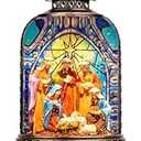 Christmas Snow Globe Lantern, Lighted Nativity Scene Musical Water Lantern Play Silent Night Music in Swirling Glitter, Holiday Decorations Gifts for Family, Children or Friends