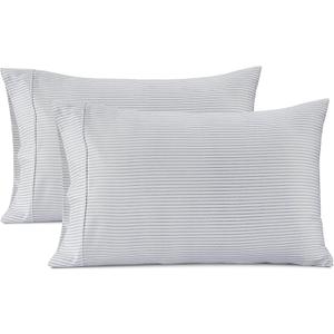 LANE LINEN 100% Cotton Pillowcases, King Size, 450 Thread Count Sateen, Soft & Breathable, Ticking Stripe - Cobalt Blue