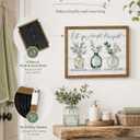 Wood Framed Botanical Inspirational Wall Art Eucalyptus Vase Wall Decor, 16"L x 24"W