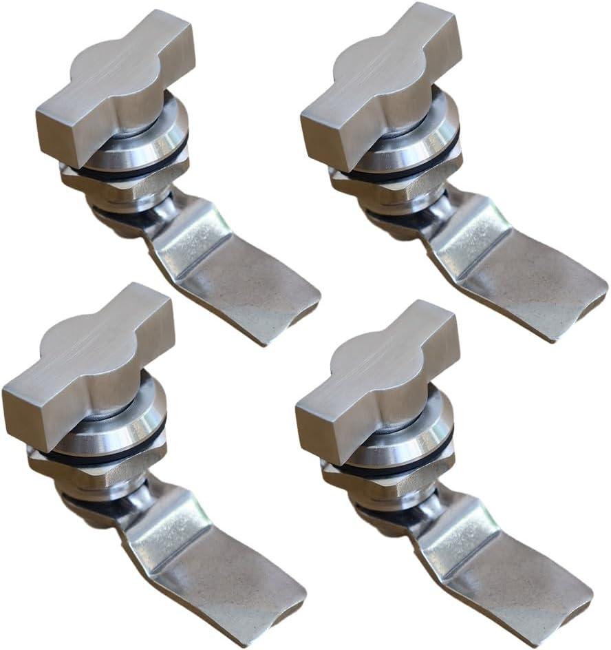 Thumb Operated Offset Cam Lock, Stainless Steel Keyless, Metal Replacement Lock Cylinder for RV Compartment Camper Storage Door Cabinet Mailbox Drawer Latch (4pcs)