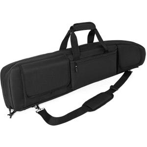 DULCE DOM Double Rifle Case, 38 42 44 inch Soft Gun Tactical Bag for Shooting Range, Movable Divider for 1 or 2 Gears, Multiple Magazine Pouches & Accessory Bags (Black)